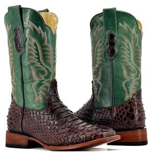Men’s Chocolate Brown Python – Square Toe